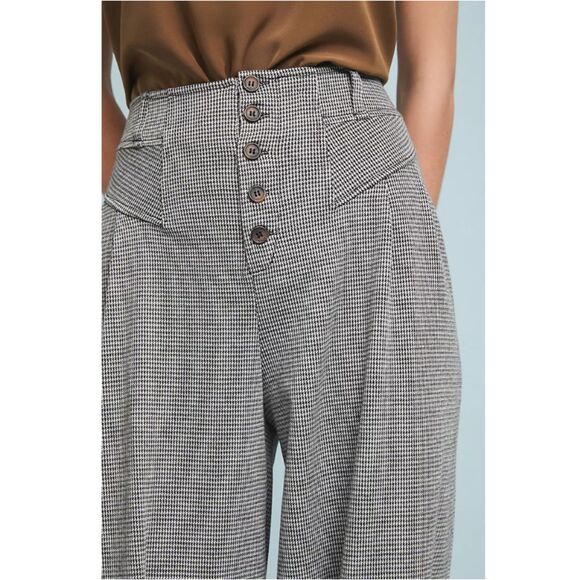 Maeve Women's Size Small Black White Houndstooth Wide-Leg Pants Button Fly - Picture 4 of 8